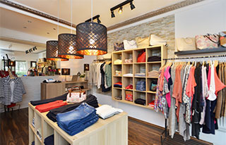 Interior view of boutique clothing store