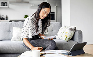 Woman working on her finances