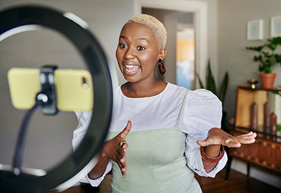 woman recording a video